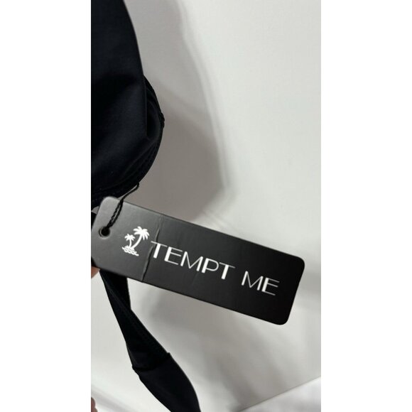 Women's Small Black Back Zipper Bathing Suit Swimwear Top with Wrap Around Strap - Picture 5 of 9